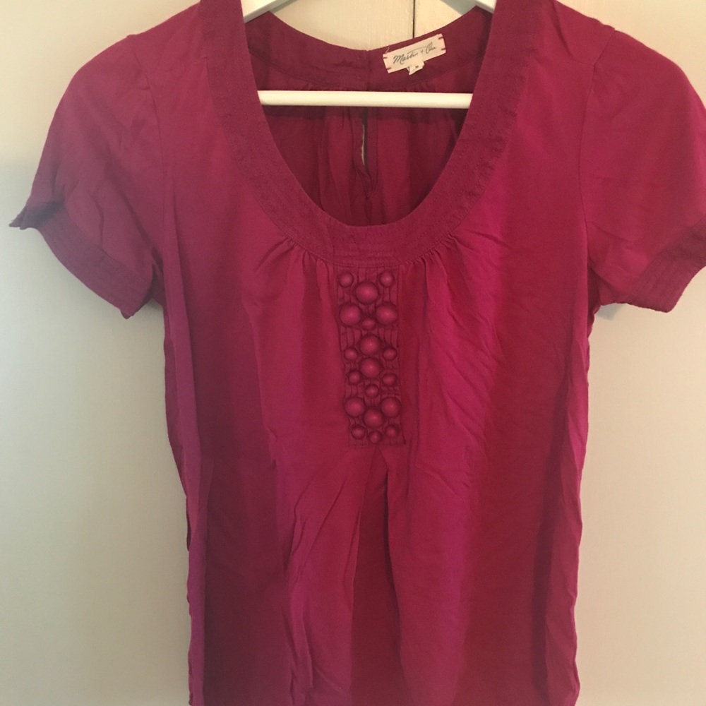 Embellished Berry top. Anthropologie